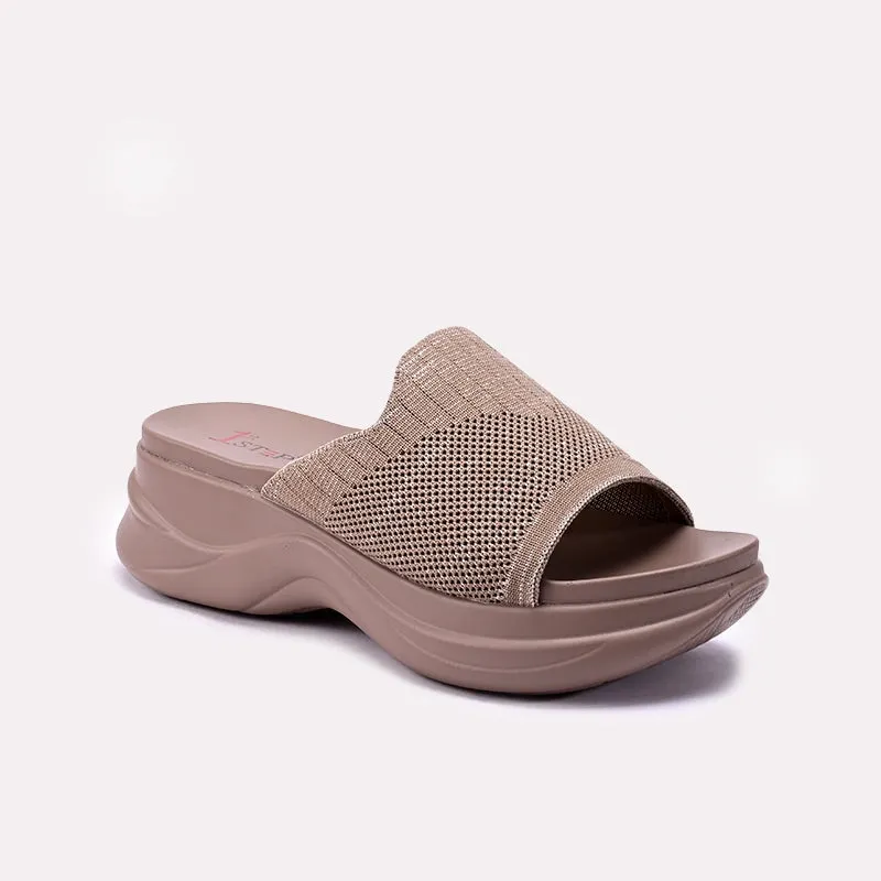 Tropic Mode Soft Material Womens Brown Chunky Slippers 0413309
