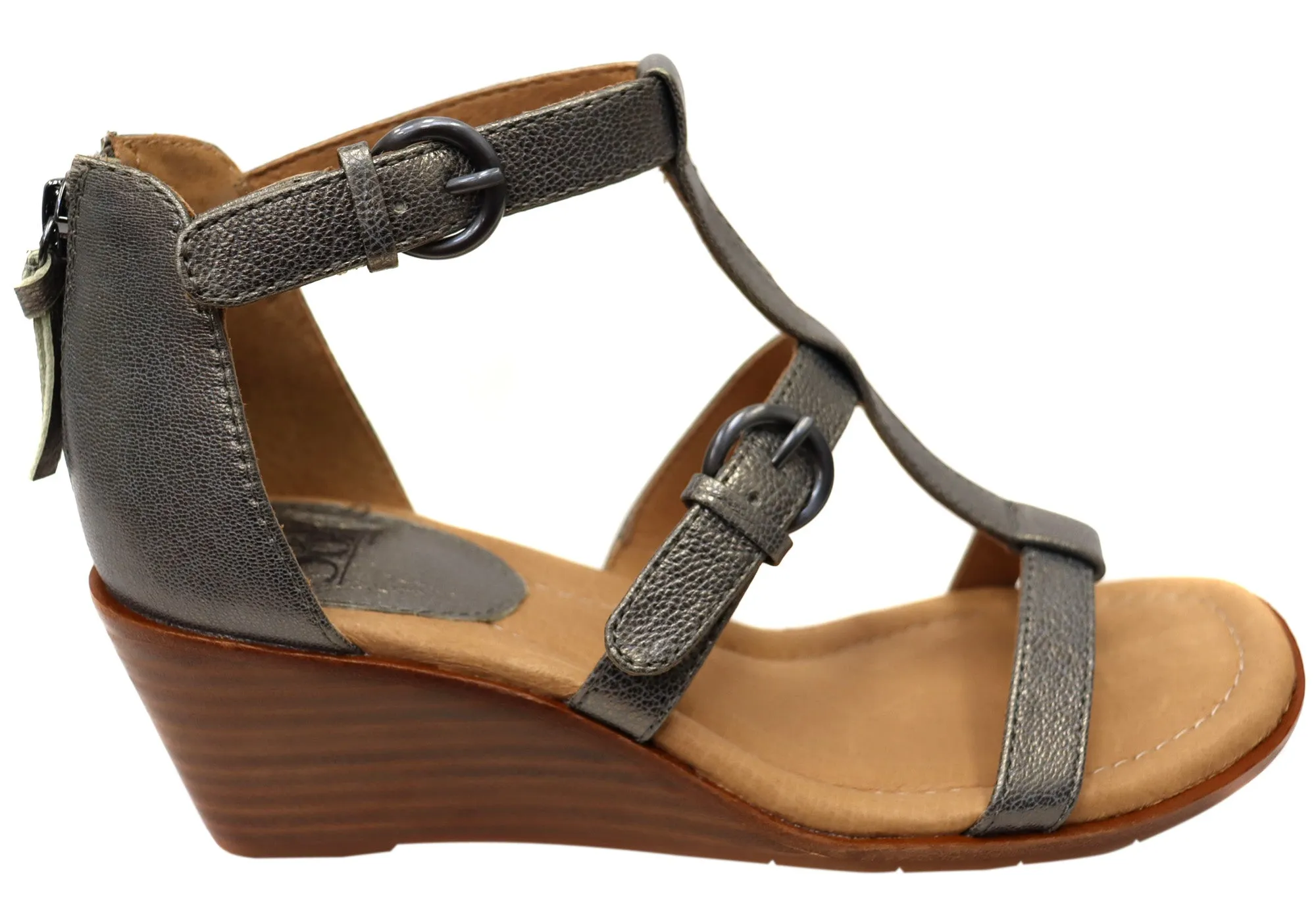 Travel Shoes Lightweight Flats Sofft Gaige Womens Leather Wedge Sandals With Comfort Footbed