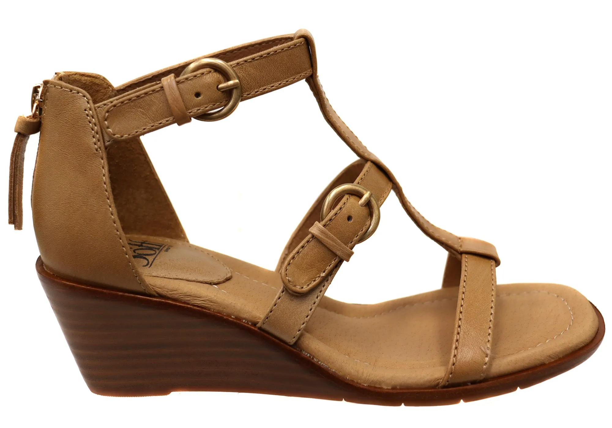 Animal Print Beaded Sofft Gaige Womens Leather Wedge Sandals With Comfort Footbed