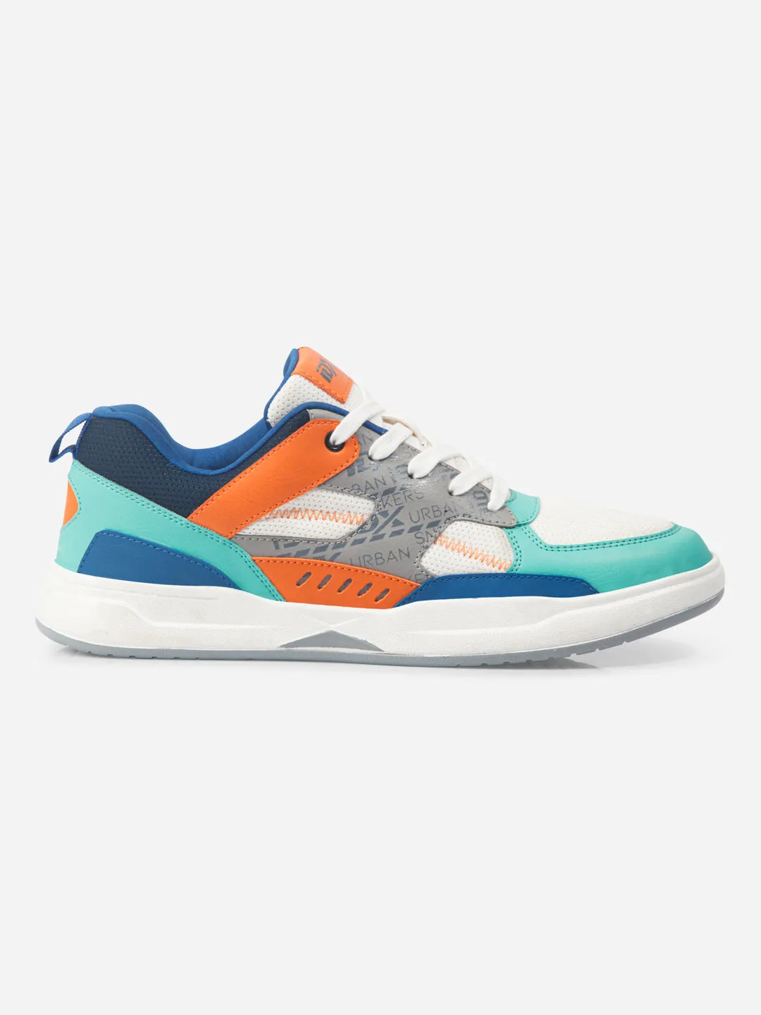 Fashion Casual Men's Colourblocked Sea Green Lace Up Sneakers (IX6015)