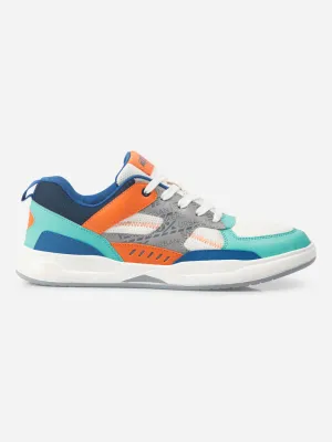 Fashion Casual Men's Colourblocked Sea Green Lace Up Sneakers (IX6015)