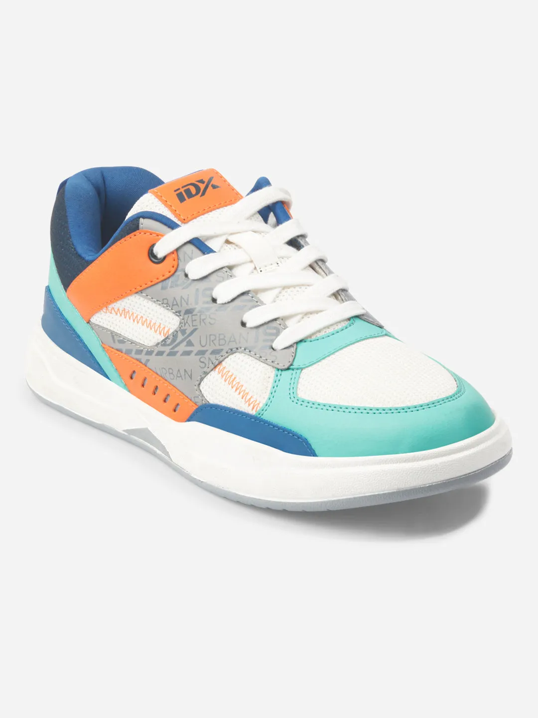 Men's Colourblocked Sea Green Lace Up Sneakers (IX6015) Soft Lining ComfortableInsole