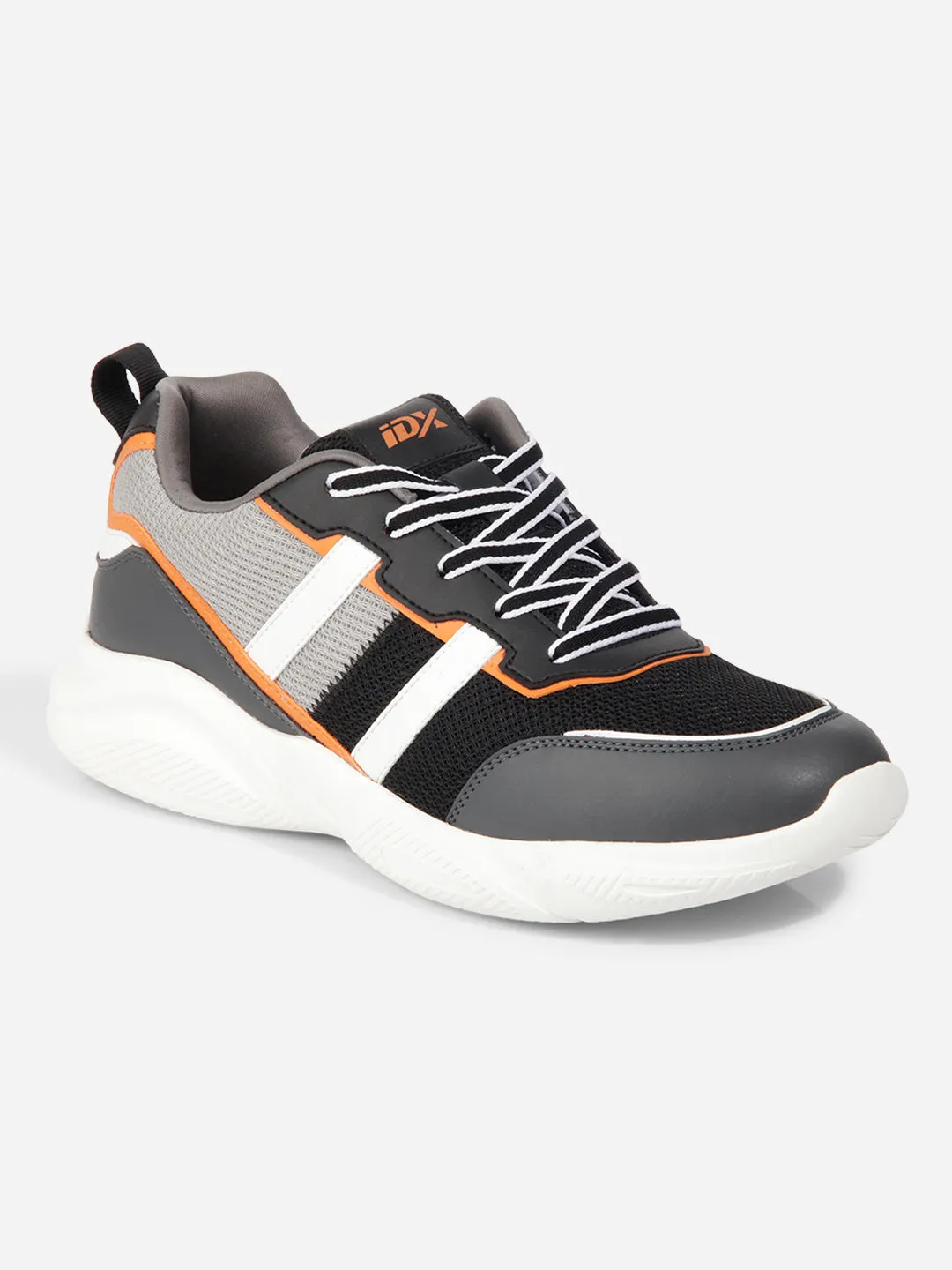 Calm Tones Odor Resistant Material Men's Black Grey Lace Up Sneakers IX7135