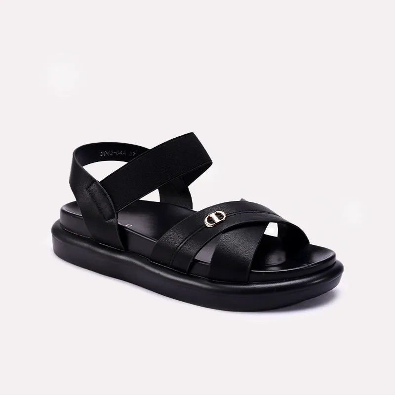 Comfort footbed Camera Look Womens Black Comfy Casual Sandals 0421587