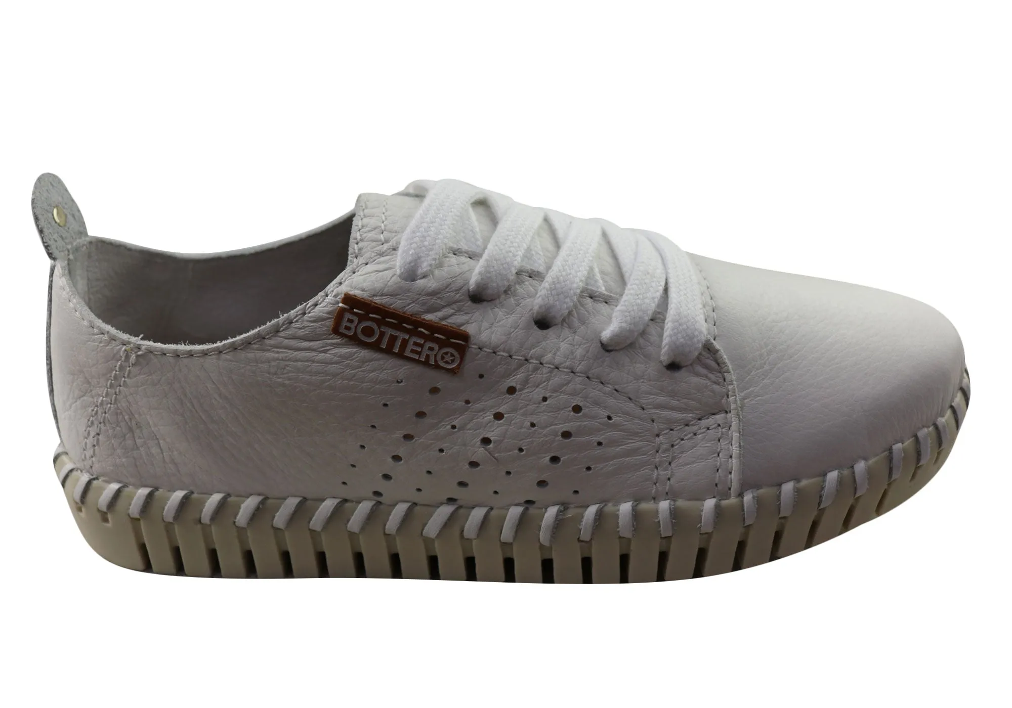 Roomie Fit Bottero Bianca Womens Comfortable Leather Casual Shoes Made In Brazil
