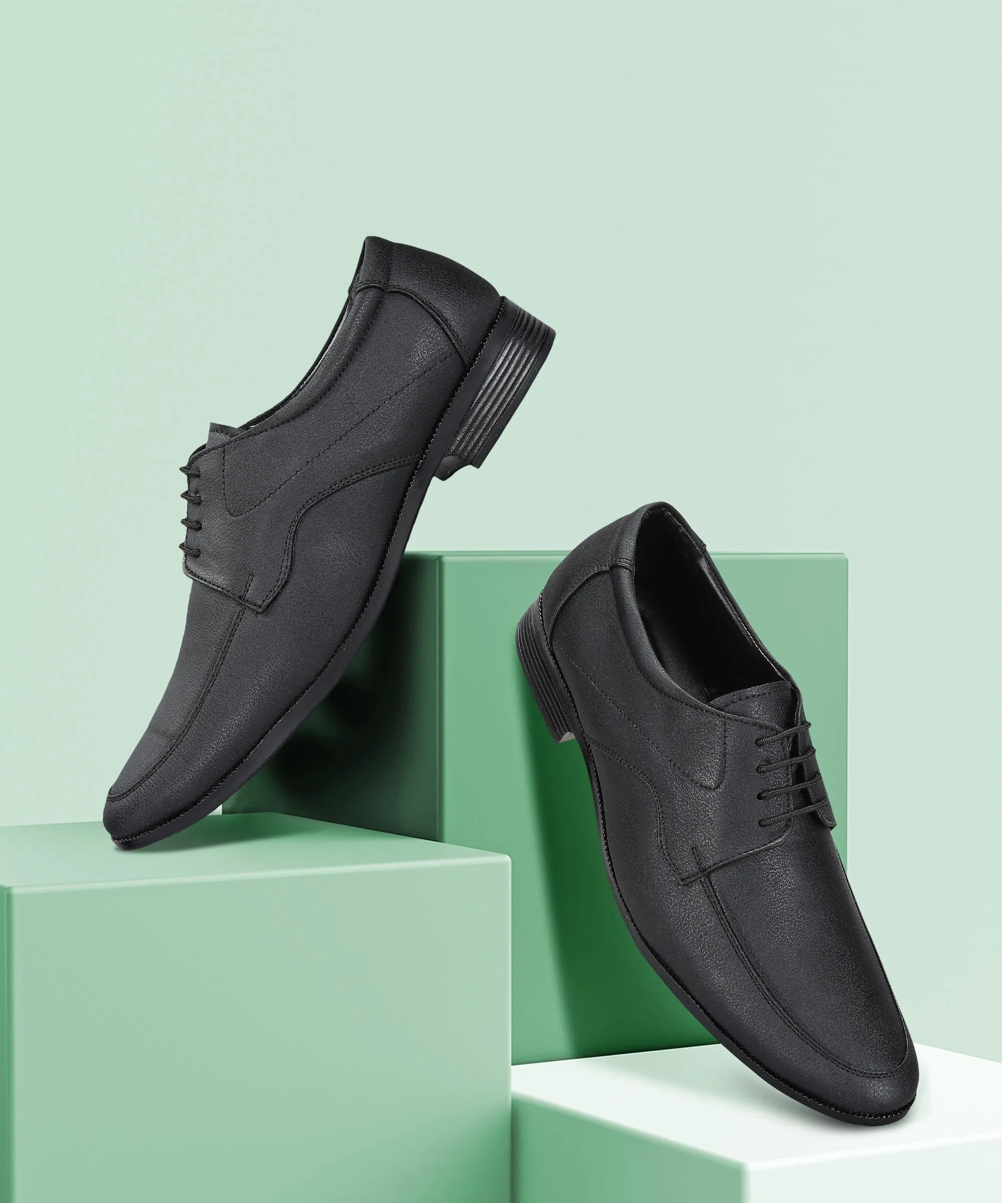 Smart Pace Paragon Men's Black Formal Shoes with Laces| Durable & Sturdy for Outdoor Wear