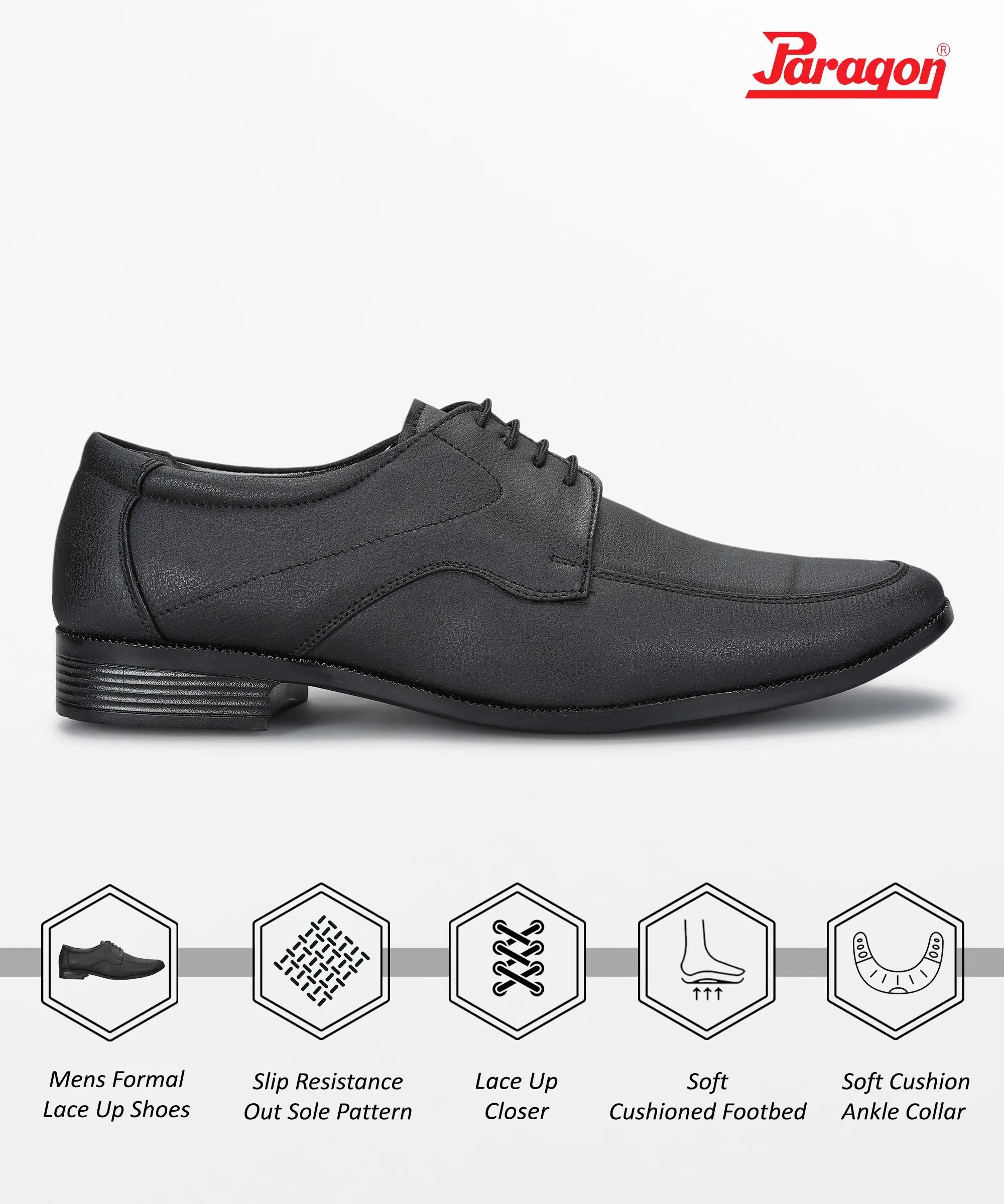 Paragon Men's Black Formal Shoes with Laces| Durable & Sturdy for Outdoor Wear Icon Look fashionable footwear