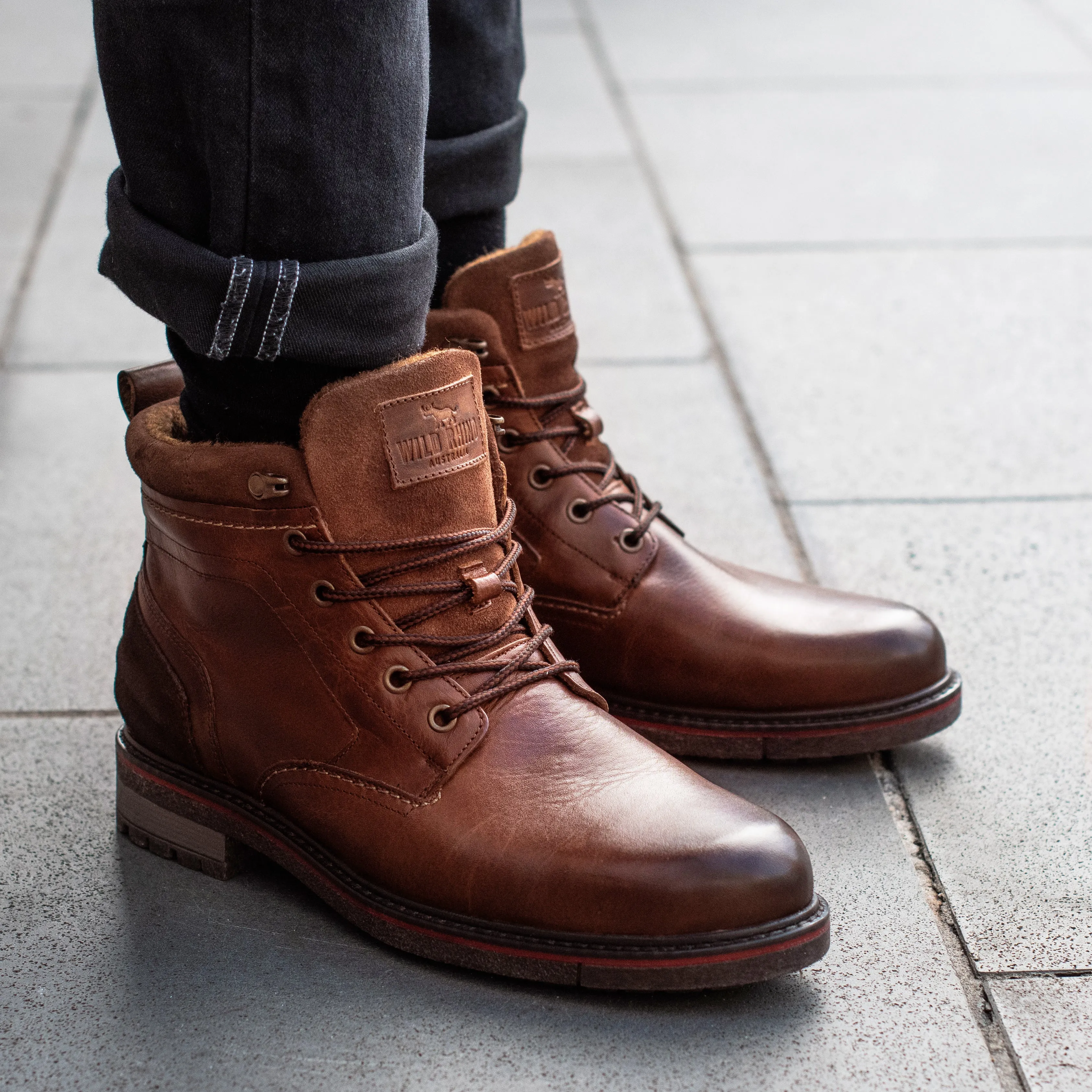Redback Lace Up Boots Camel Silver Glow Neutral Colors