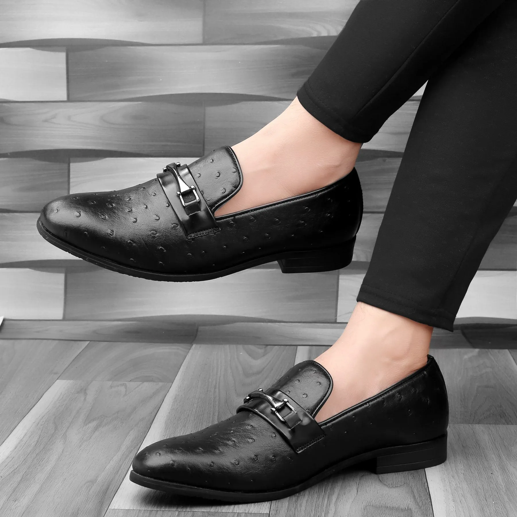 Motion Ease Bacca Bucci OSTRICH Party Textured Loafers | Wedding Dress Formal Slip-on Shoes