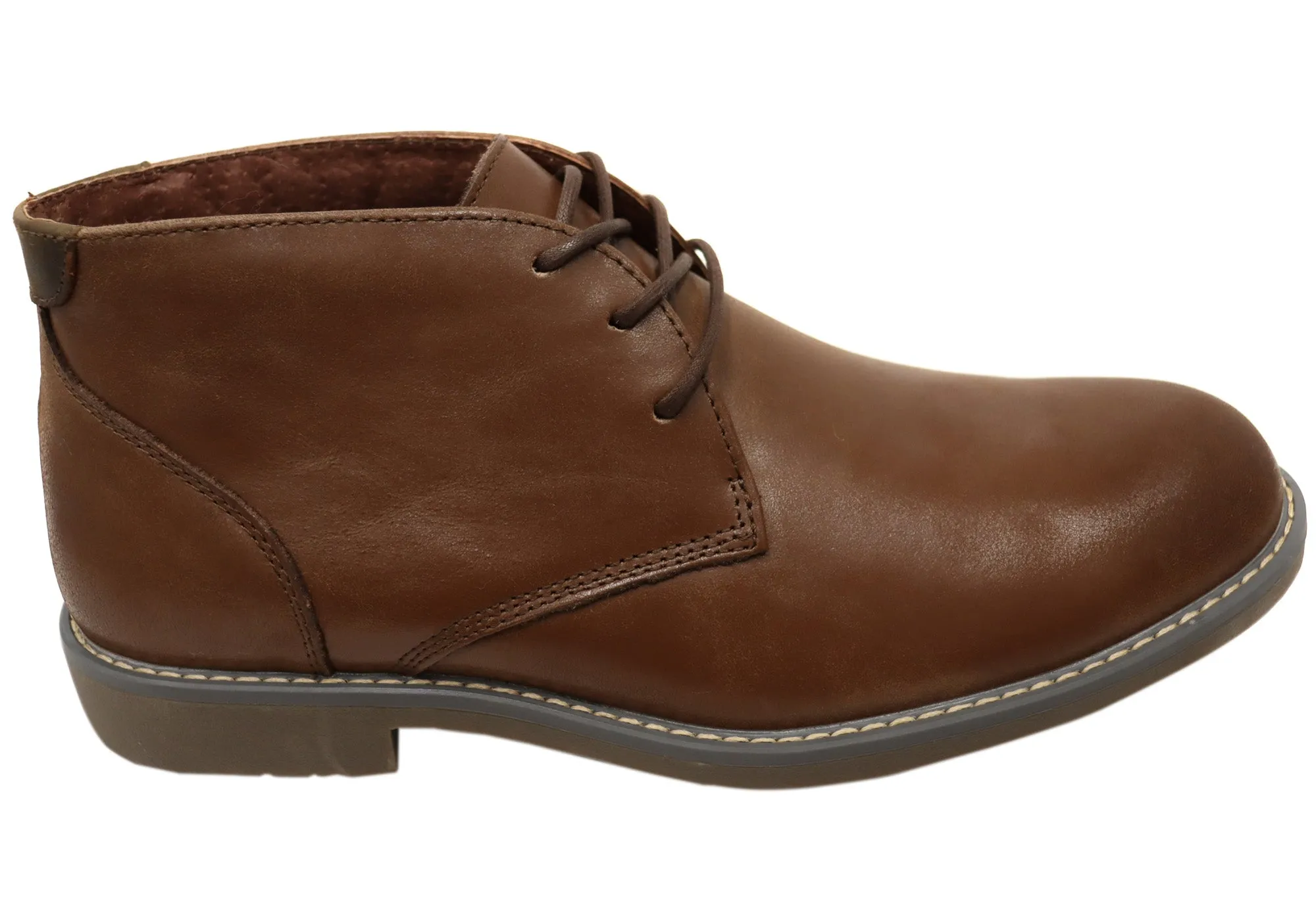 Hush Puppies Terminal Mens Extra Wide Width Brown Leather Boots Cushioned Step Urban Commute Padded Interior Comfort Seeker