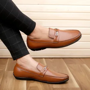 Smooth   surface Gold Shine Bacca Bucci Men's LUNA Casual Slip-On Loafers Moccasins Lightweight Driving Shoes