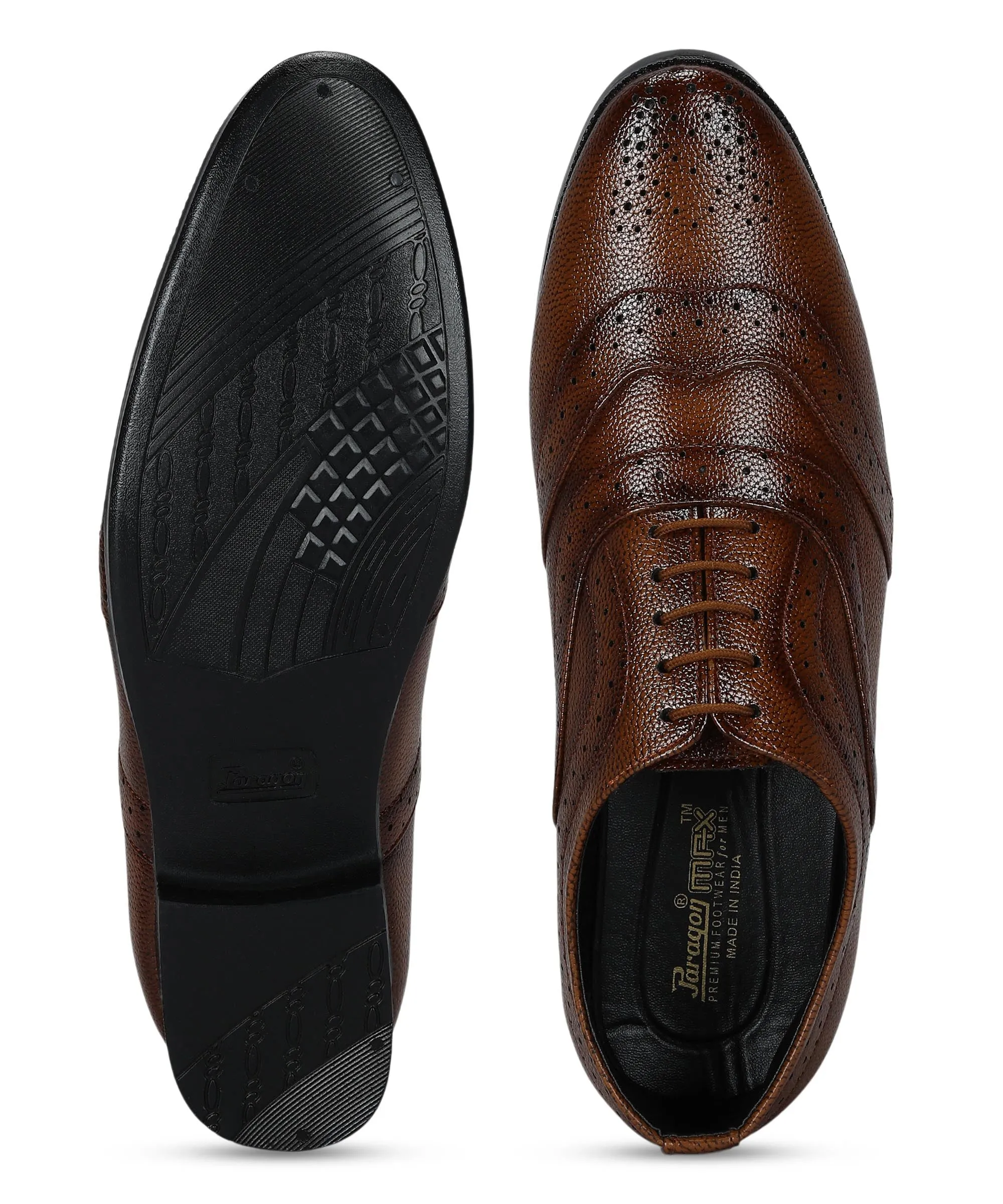 Soft Cushioning Everyday Office Paragon Men's Tan Formal Shoes| Trendy, Durable & Sturdy for Outdoor Wear