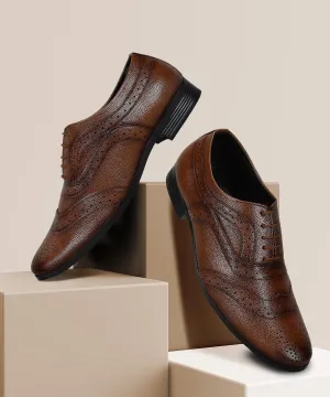 Travel Friendly Paragon Men's Tan Formal Shoes| Trendy, Durable & Sturdy for Outdoor Wear