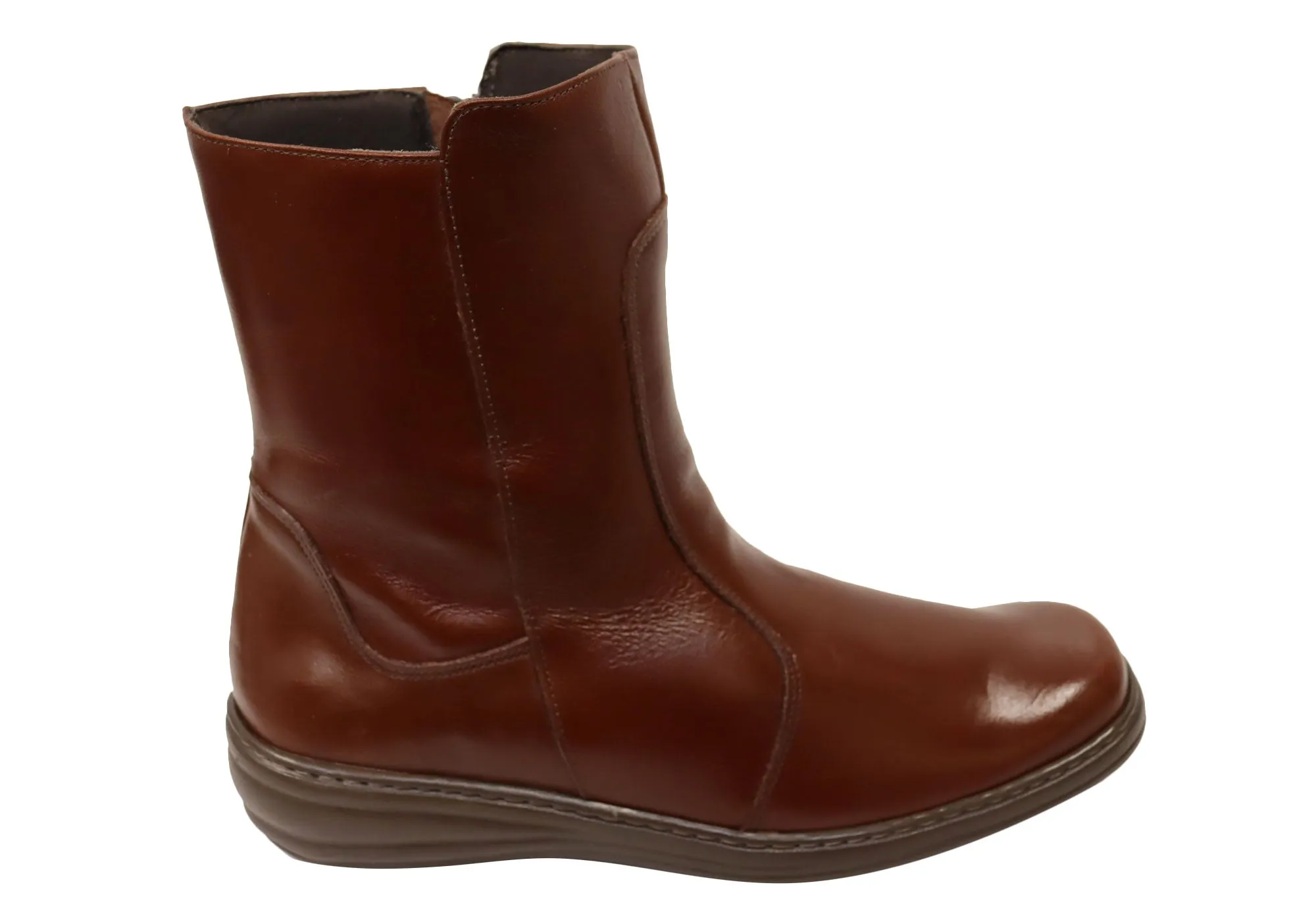 Mironneli Lorrie Womens Comfortable Brazilian Leather Mid Calf Boots Urban Bold Flexible Material