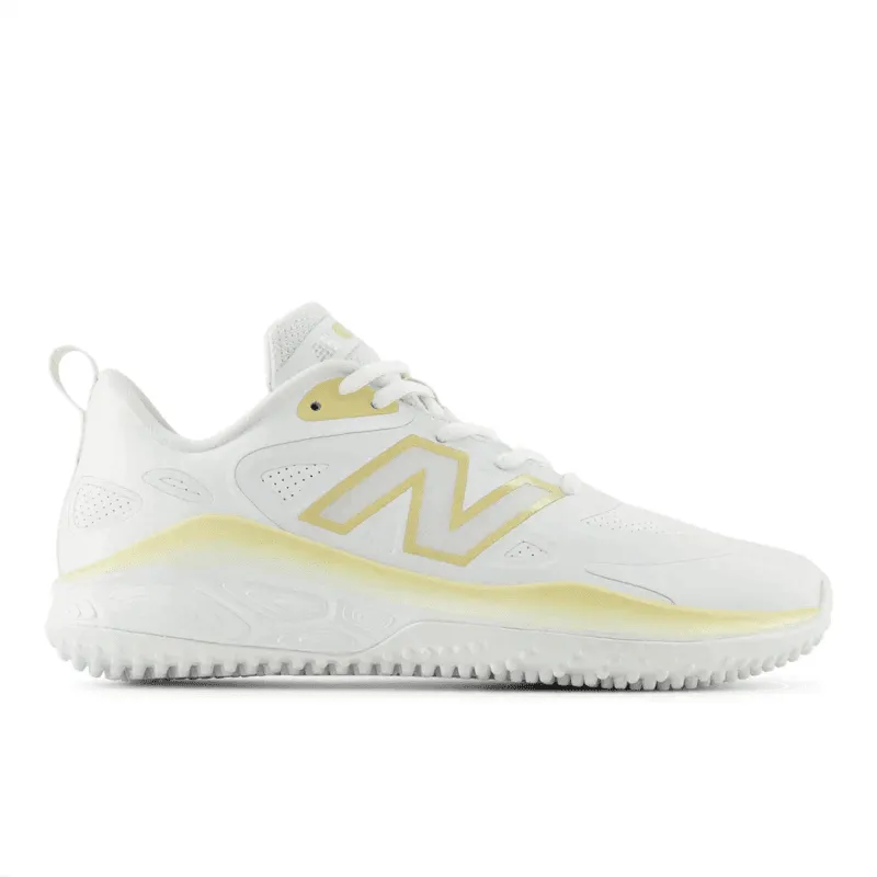 New Balance Women's Fresh Foam x Velo v4 Turf-Trainer Softball Shoes - White/Gold STVELOC4 Fight Mode