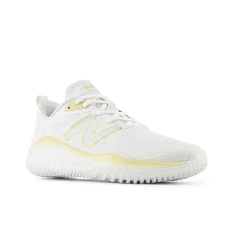 Quick Drying Airport Travel New Balance Women's Fresh Foam x Velo v4 Turf-Trainer Softball Shoes - White/Gold STVELOC4