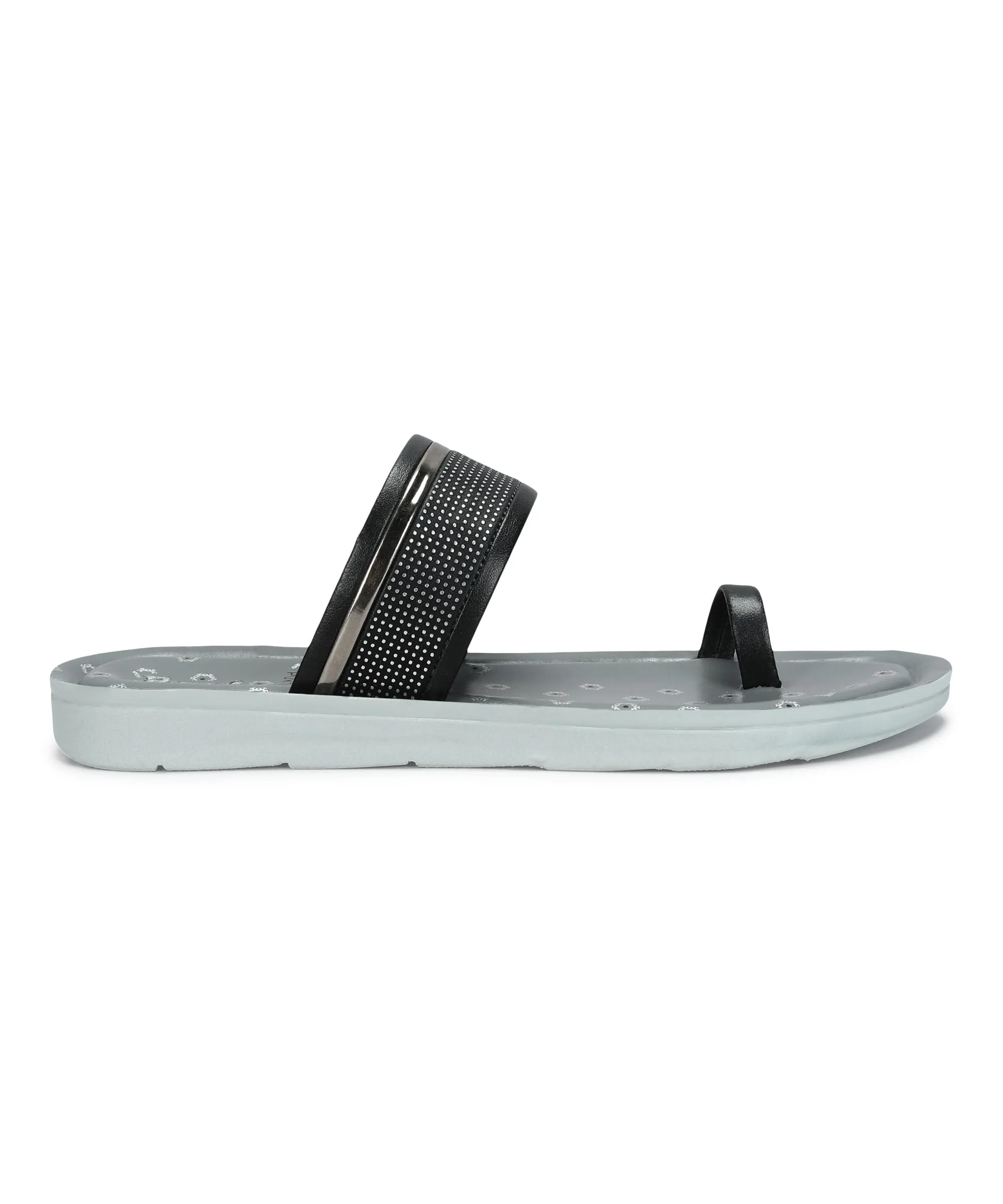 Paragon Women's Slip On Flat Black Sandals | Durable Dailywear Sandals Casual Travel Shoes