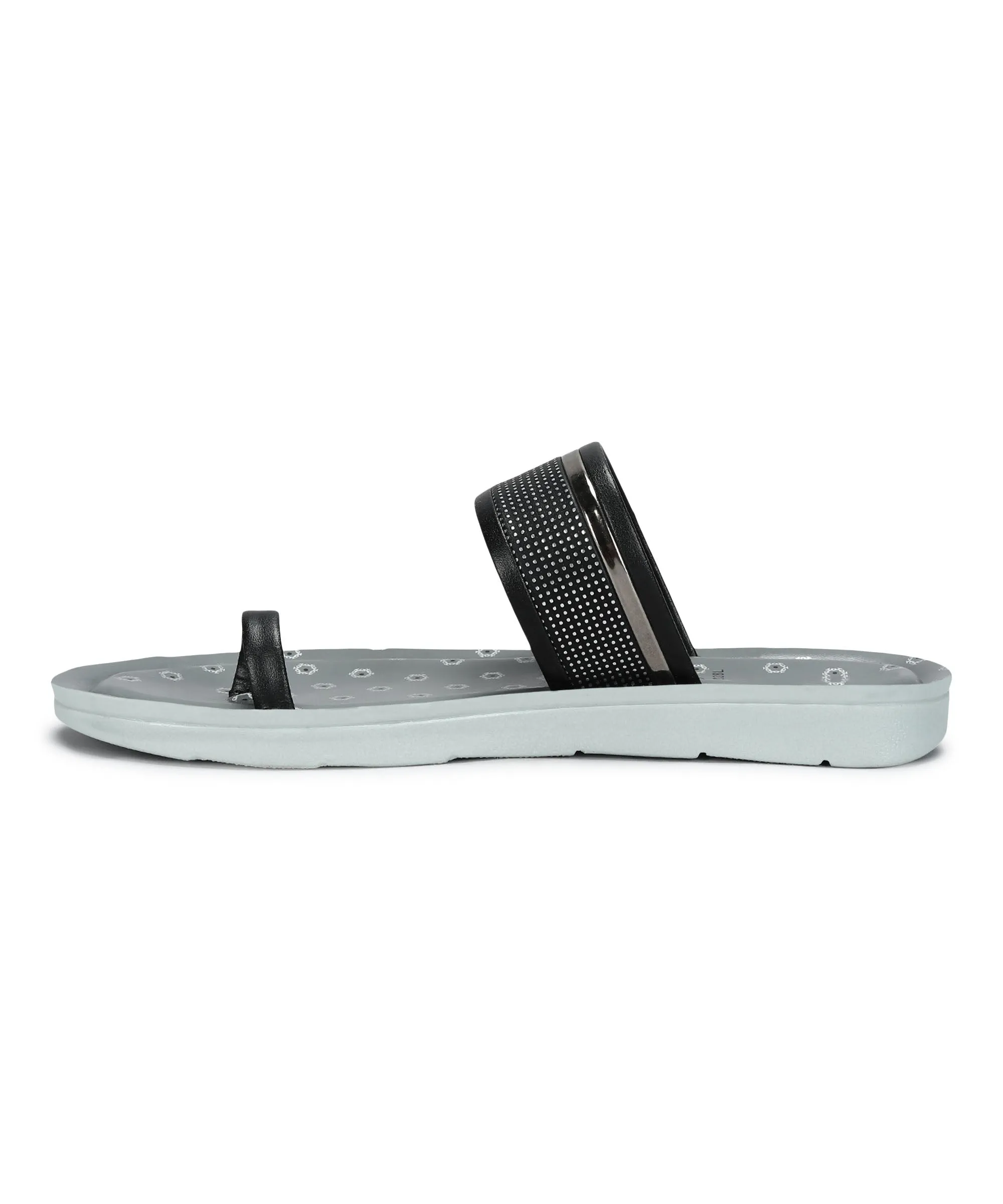 Breath Ease All-Day Use Paragon Women's Slip On Flat Black Sandals | Durable Dailywear Sandals