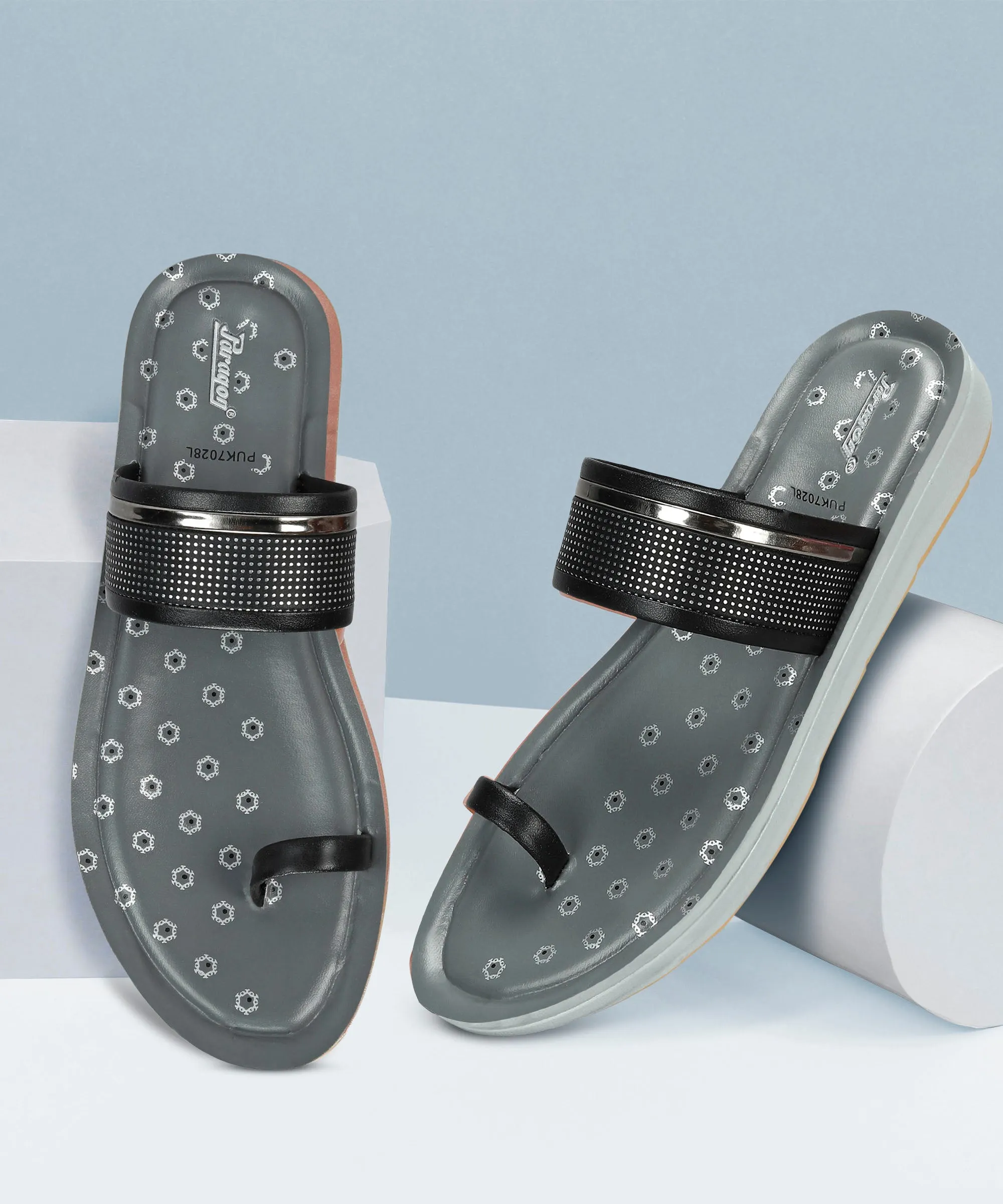 Paragon Women's Slip On Flat Black Sandals | Durable Dailywear Sandals Sun Play Everyday Wear