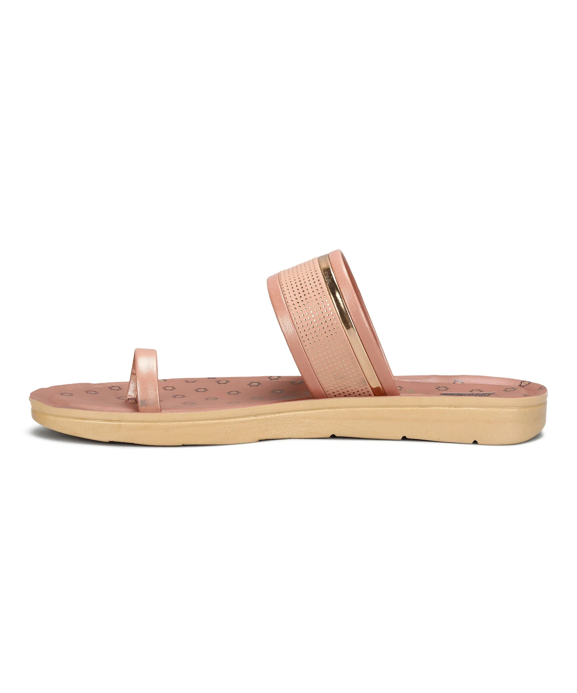 Strappy Design Paragon Women's Slip On Flat Pink Sandals | Durable Dailywear Sandals