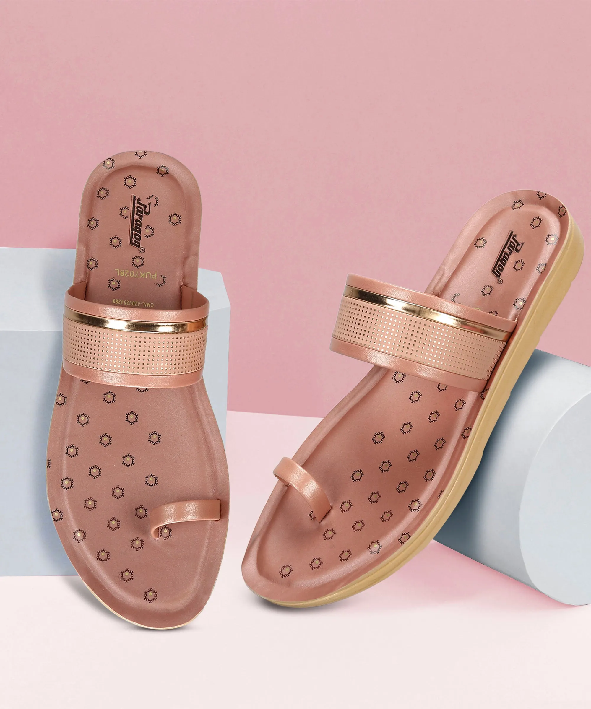 Paragon Women's Slip On Flat Pink Sandals | Durable Dailywear Sandals Toe Freedom Secure fit