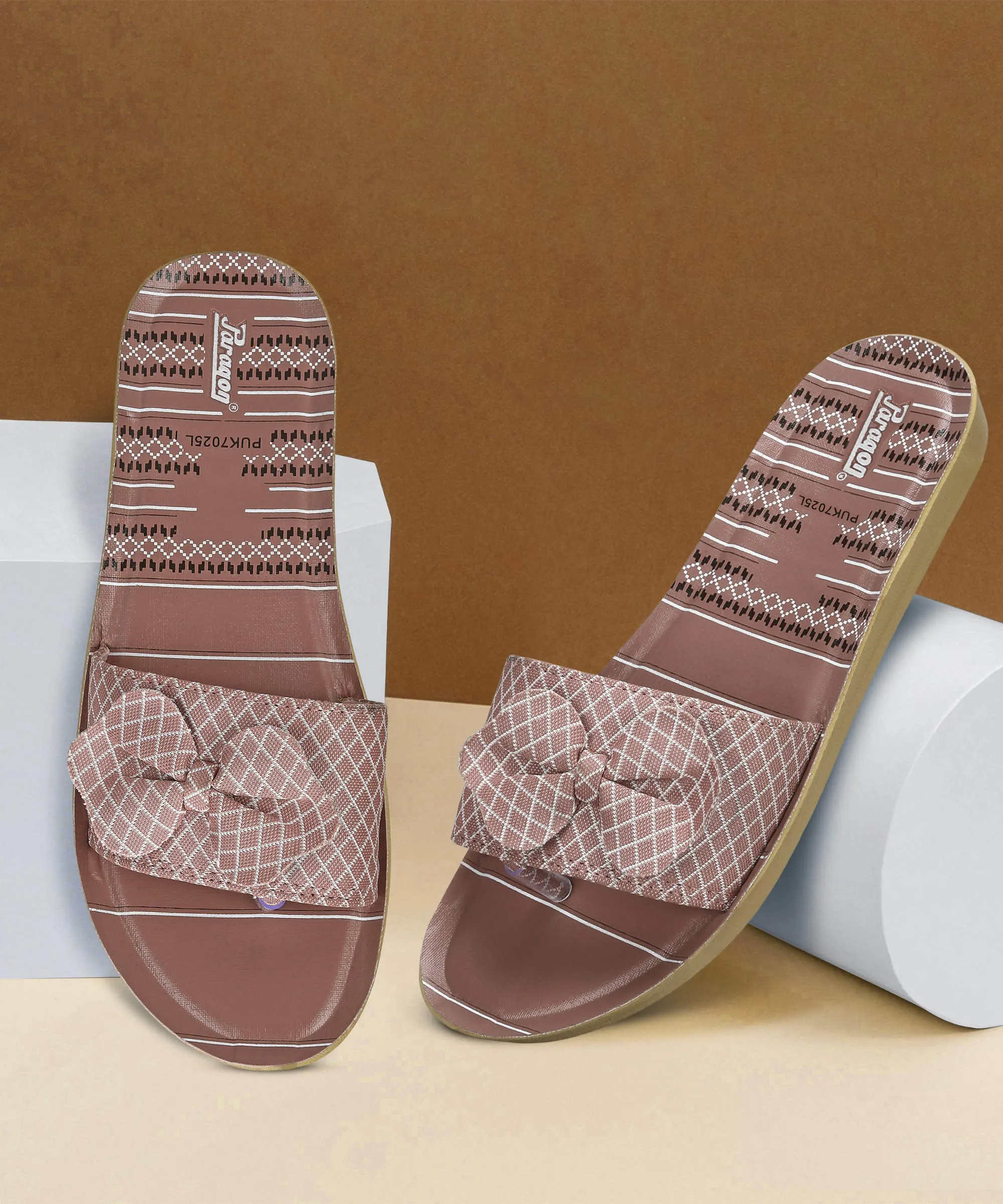 Paragon PUK7025L Womens Pink-Grey Sliders with Cushioned Sole for Everyday Use Cozy Beach Sandal Modern Touch