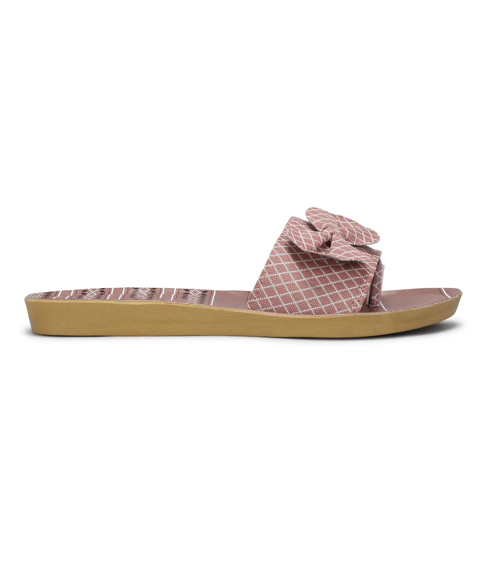 Lace Up Design Paragon PUK7025L Womens Pink-Grey Sliders with Cushioned Sole for Everyday Use