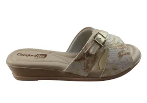 Street Cool Sunshine Walk Comfortflex Rosie Womens Comfort Wedge Slides Sandals Made In Brazil