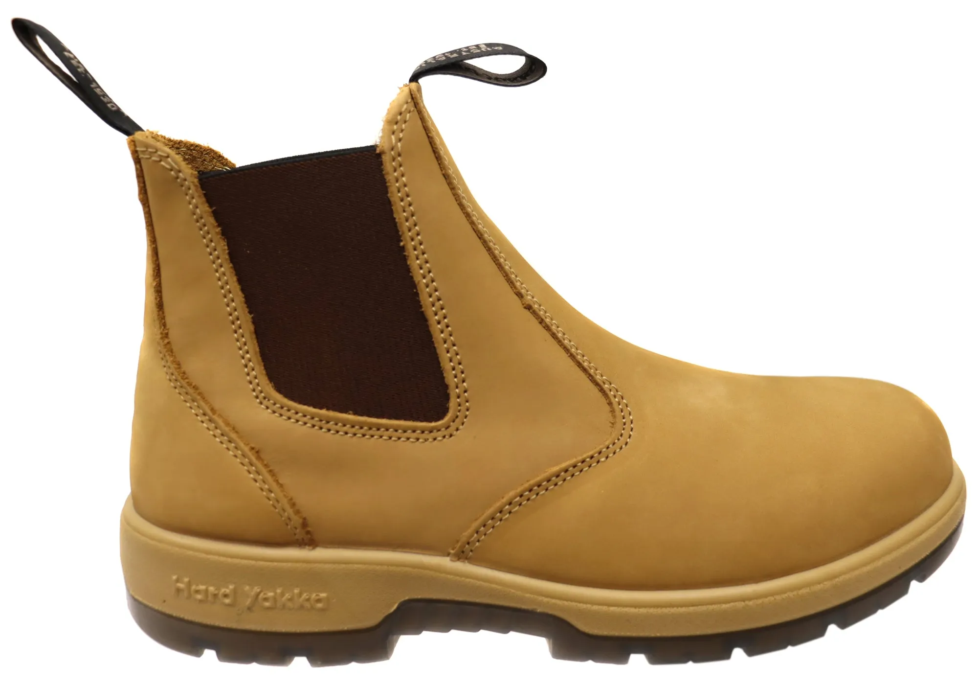 Hard Yakka Mens Leather Outback Pull On Steel Toe PR Safety Boots Trendy Footwear All Weather Mountain Climber