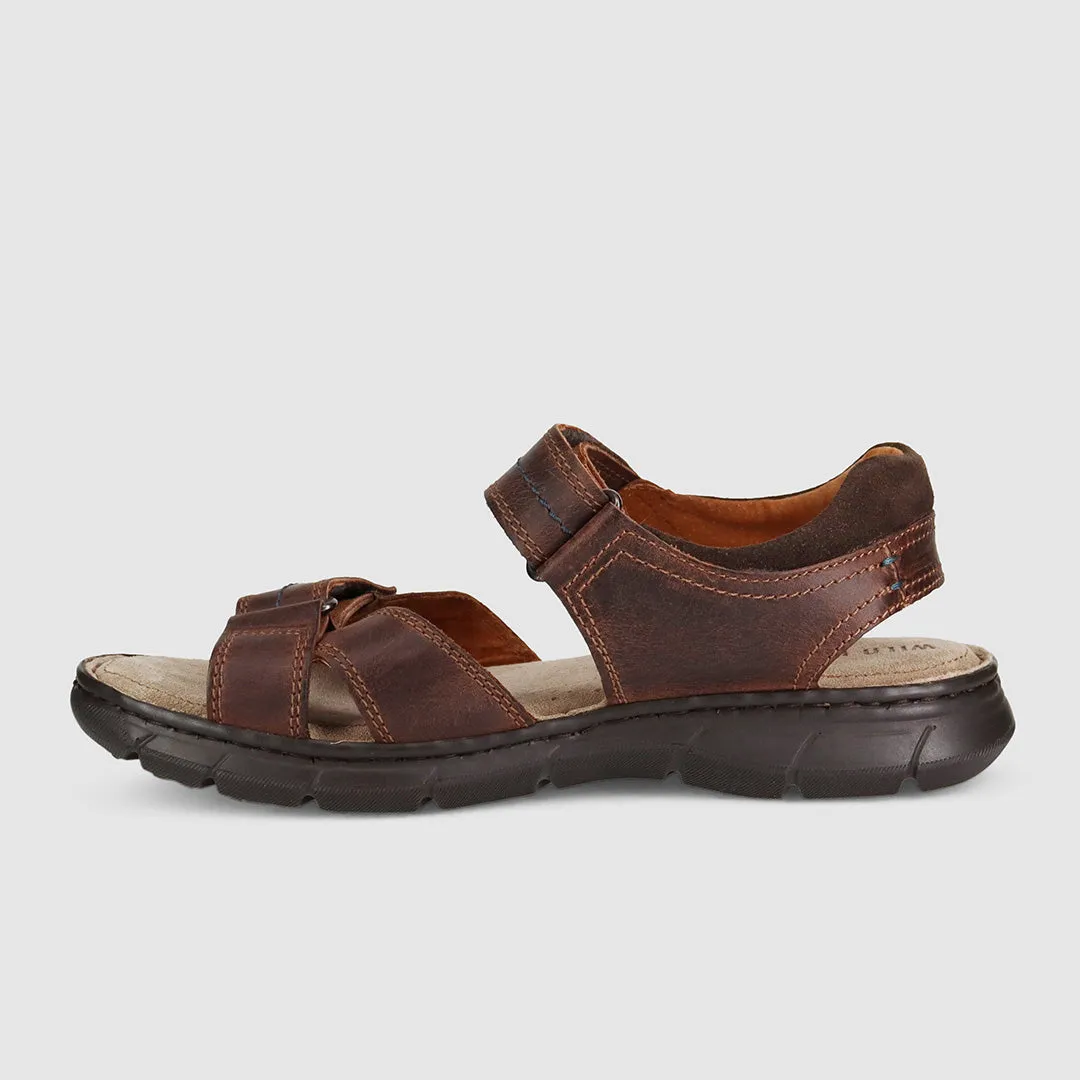 Light Travel Flats Tropical Leaf Progress Sandals Coffee
