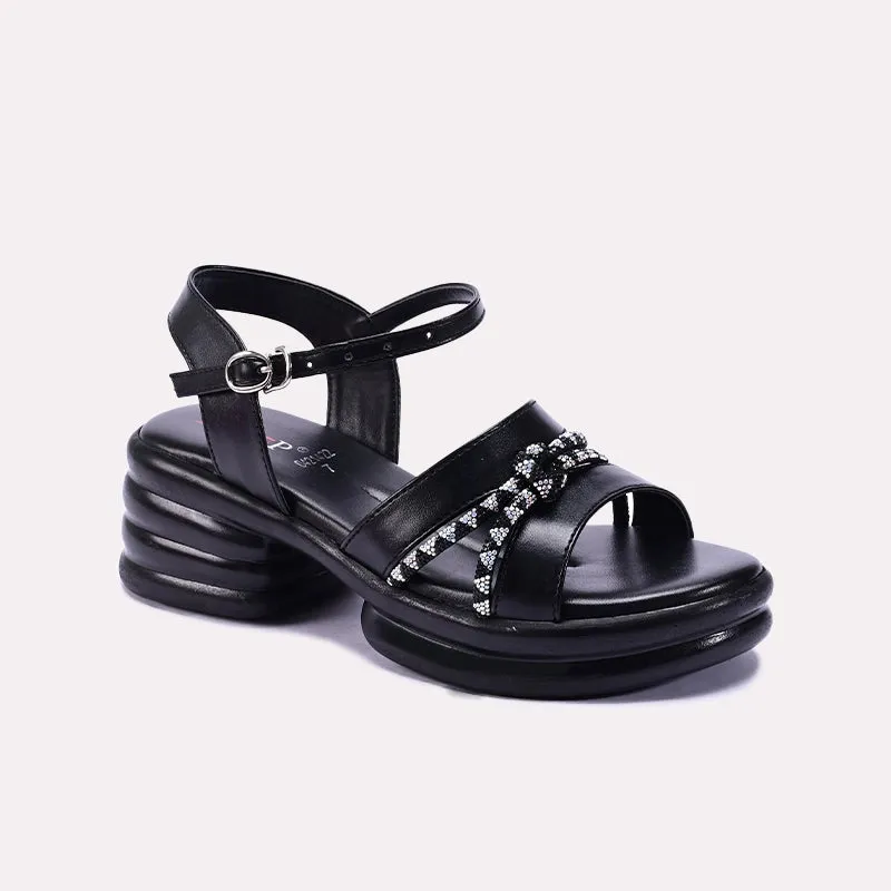 Future Walk Black Chunky Heel Casual Sandals 0421422
