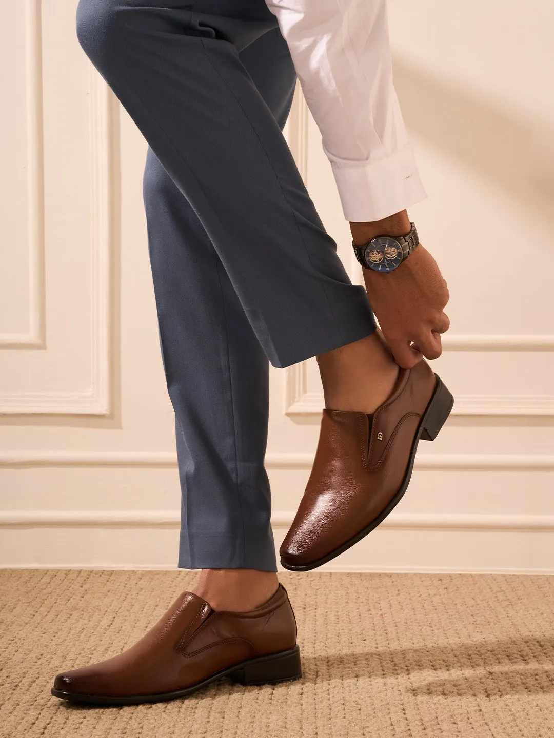 Men's Tan Regular Toe Slip On Formal (ID6102) Premium Quality Top Look