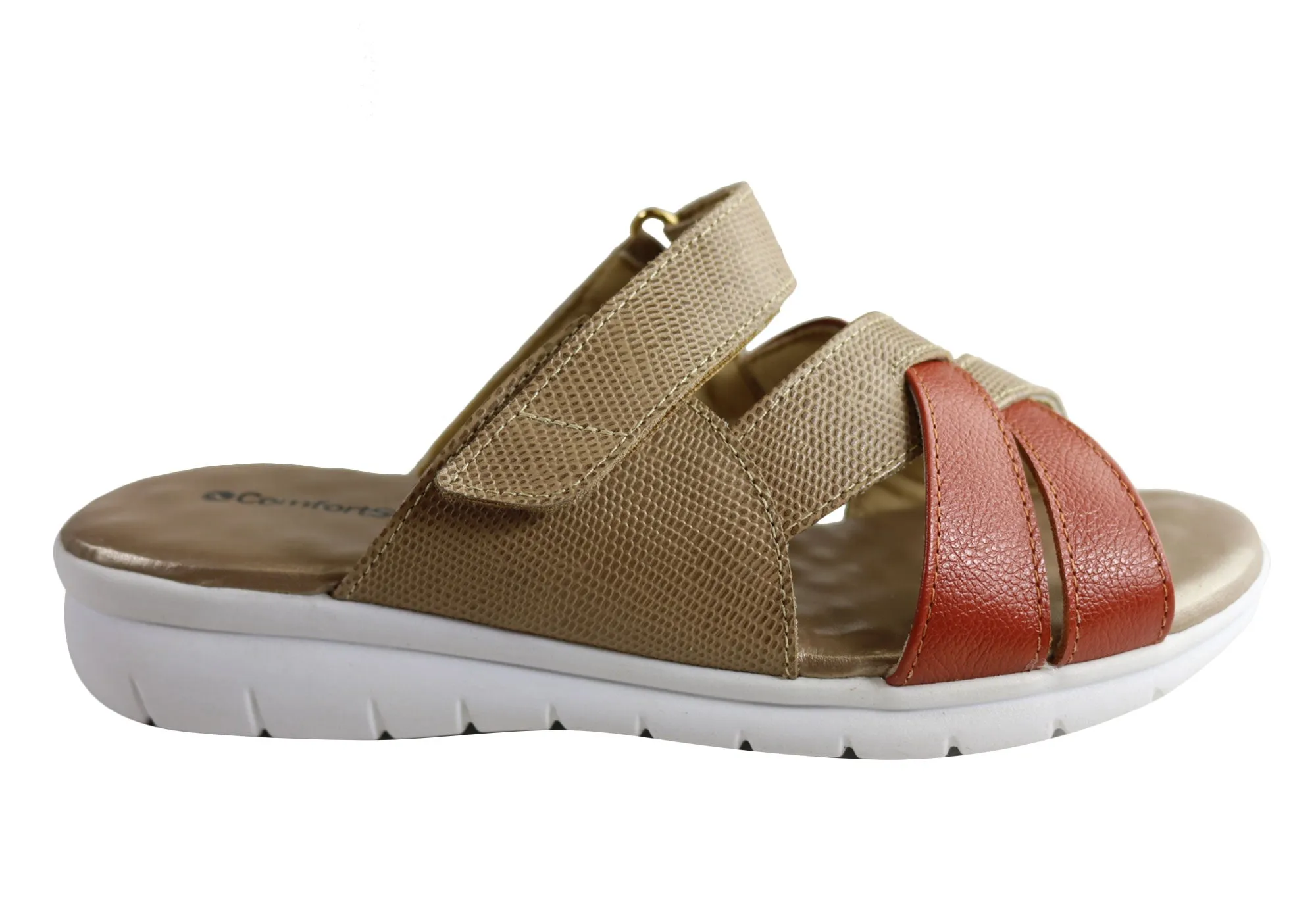 Comfortshoeco Sandy Womens Leather Brazilian Comfort Slides Sandals Spring Shine Every Fit