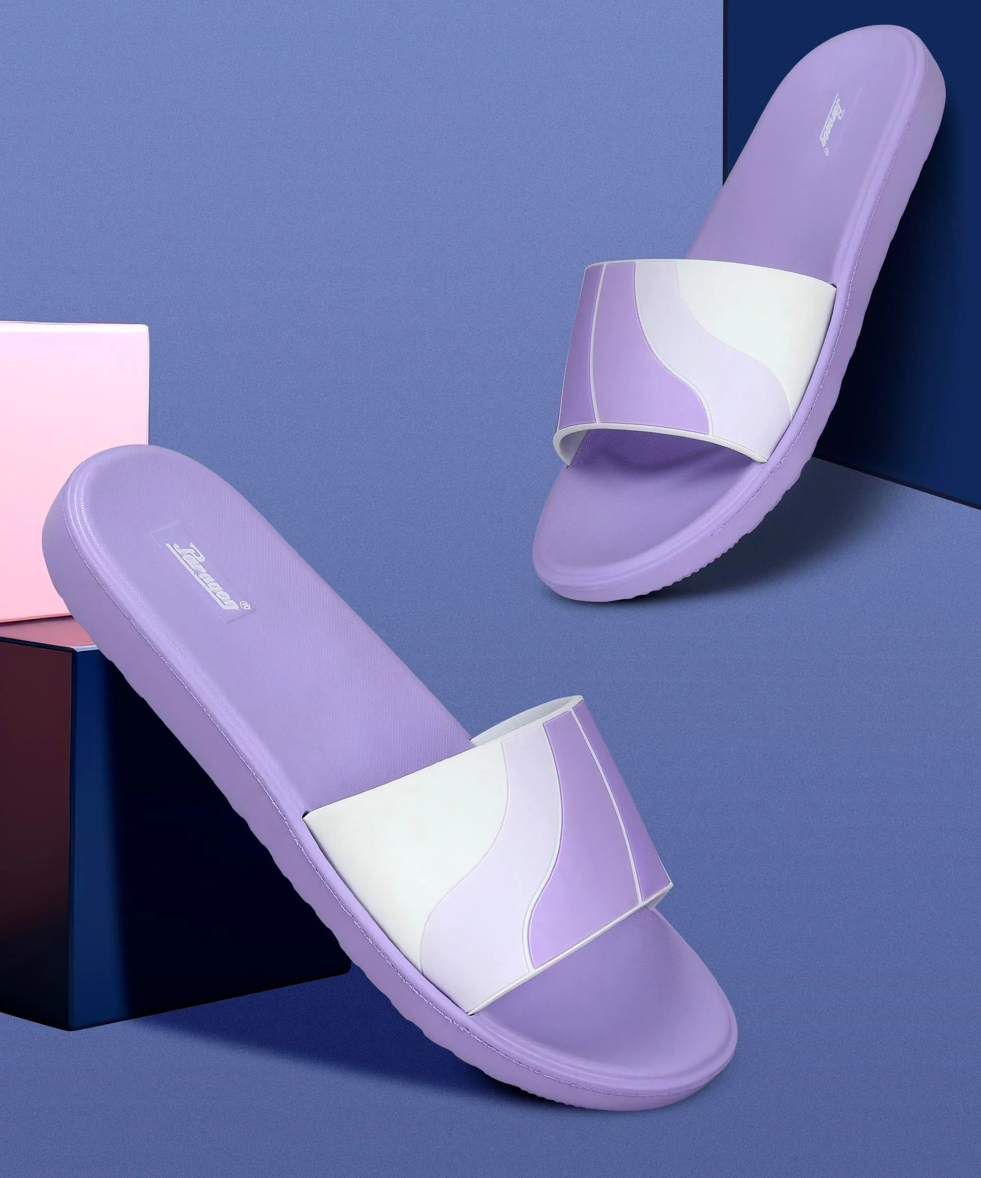 Paragon Women's Purple Sliders with Cushioned Sole for Everyday Use Soft Slide Wedge Heel