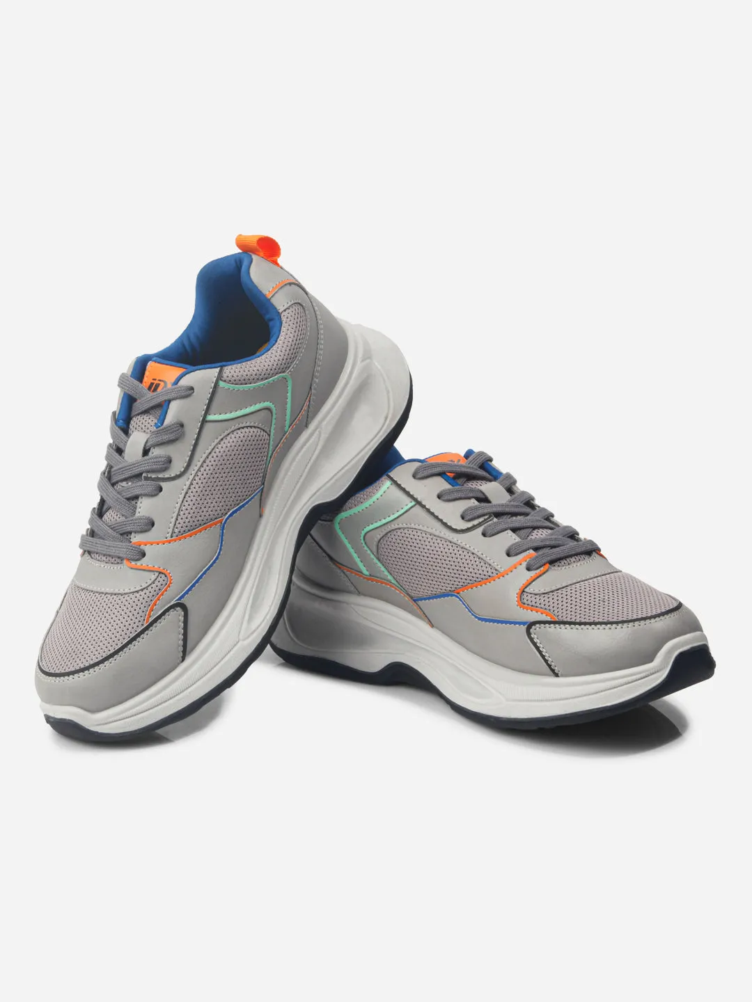 Running Track Men's Grey Spectrum Lace Up Sneakers (IX1066)