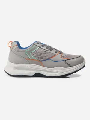 Lightweight Men's Grey Spectrum Lace Up Sneakers (IX1066)