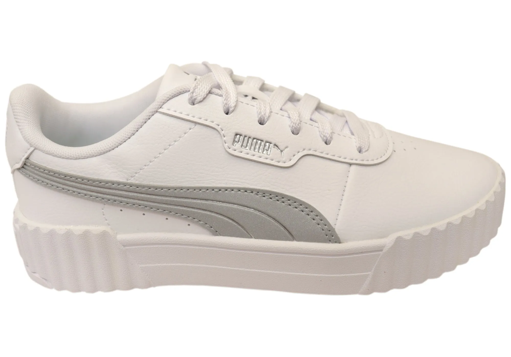 Zero Pressure College Trend Puma Womens Carina 3.0 Aqua Metallics Comfortable Lace Up Sneakers