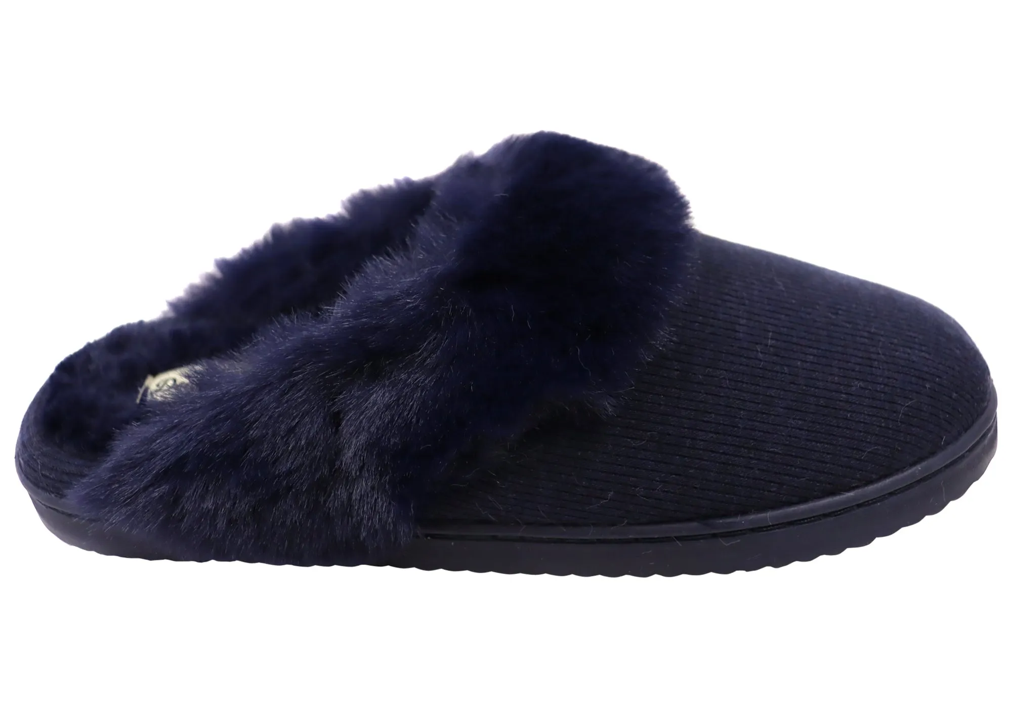 Dearfoams Womens Comfortable Dahlia Rib Knit Scuff Slippers Non Skid Improved Traction