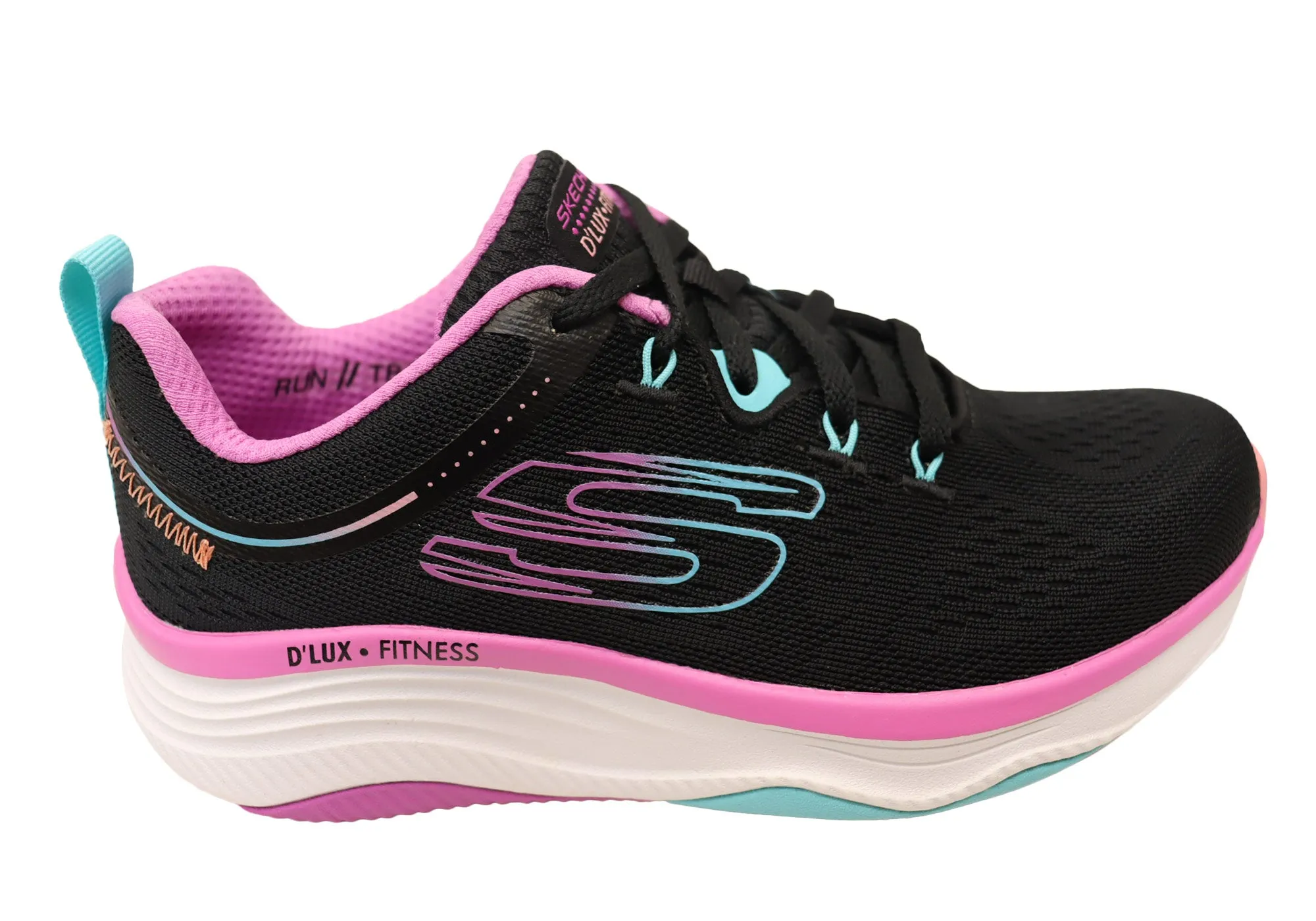 Skechers Womens Relaxed Fit D Lux Fitness New Moxie Shoes Outdoor Fit Contoured Footbed Geometry