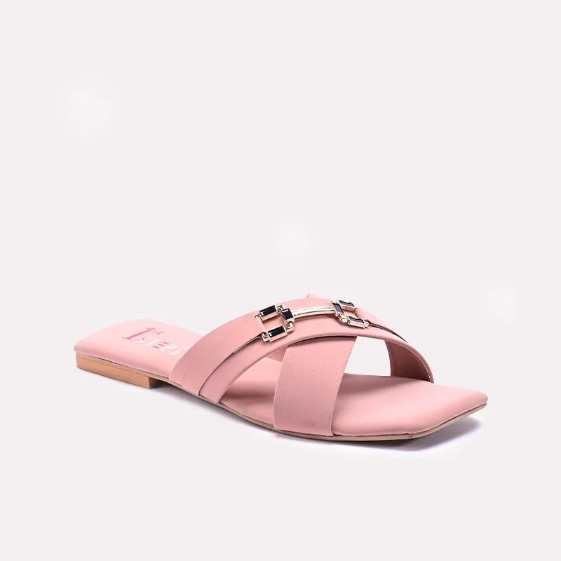 Peach Flat Casual Slippers 0412821 Fantasy Path mesh construction