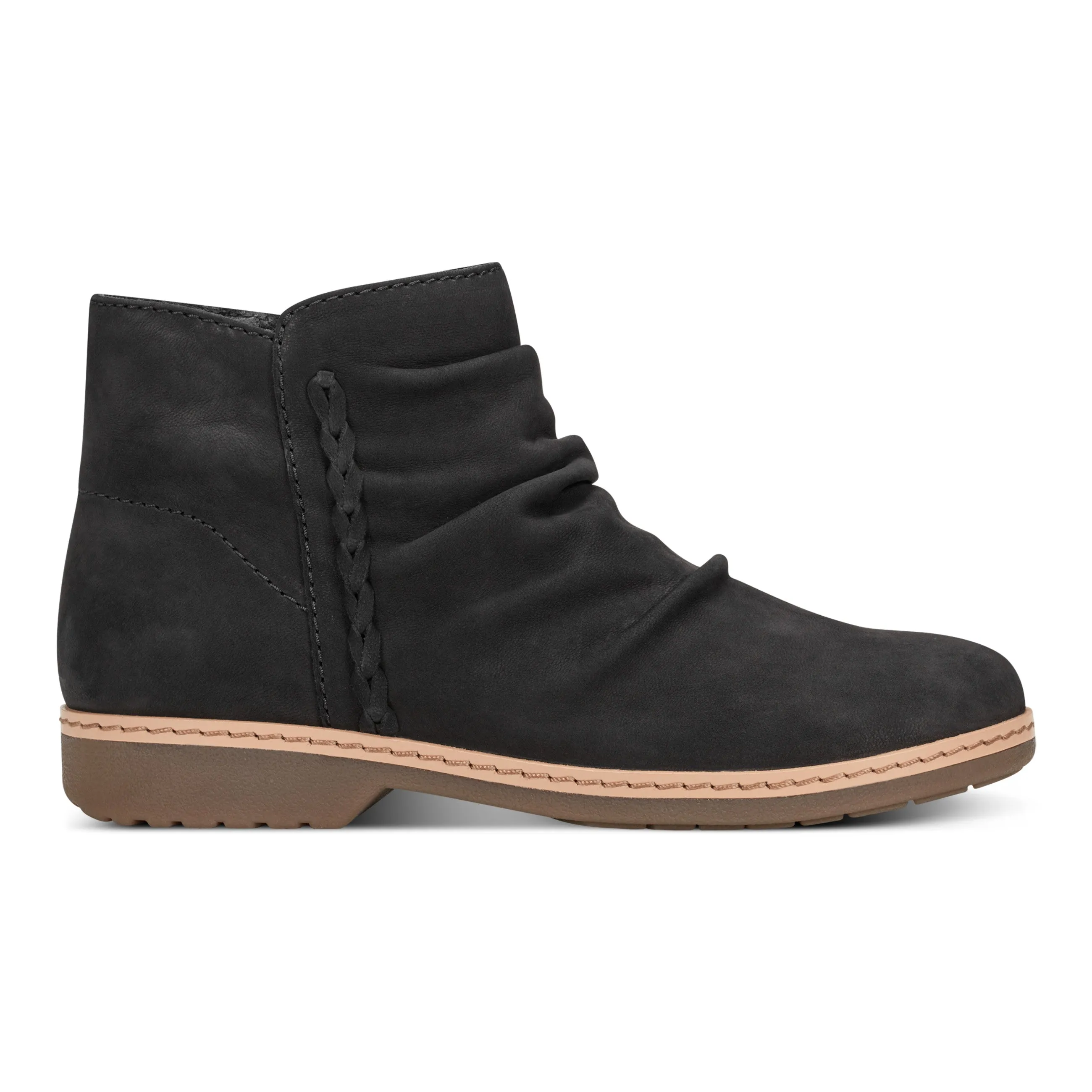 Hiking Mood Dance Floor Hilaree Water Repellent Round Toe Ruched Casual Booties