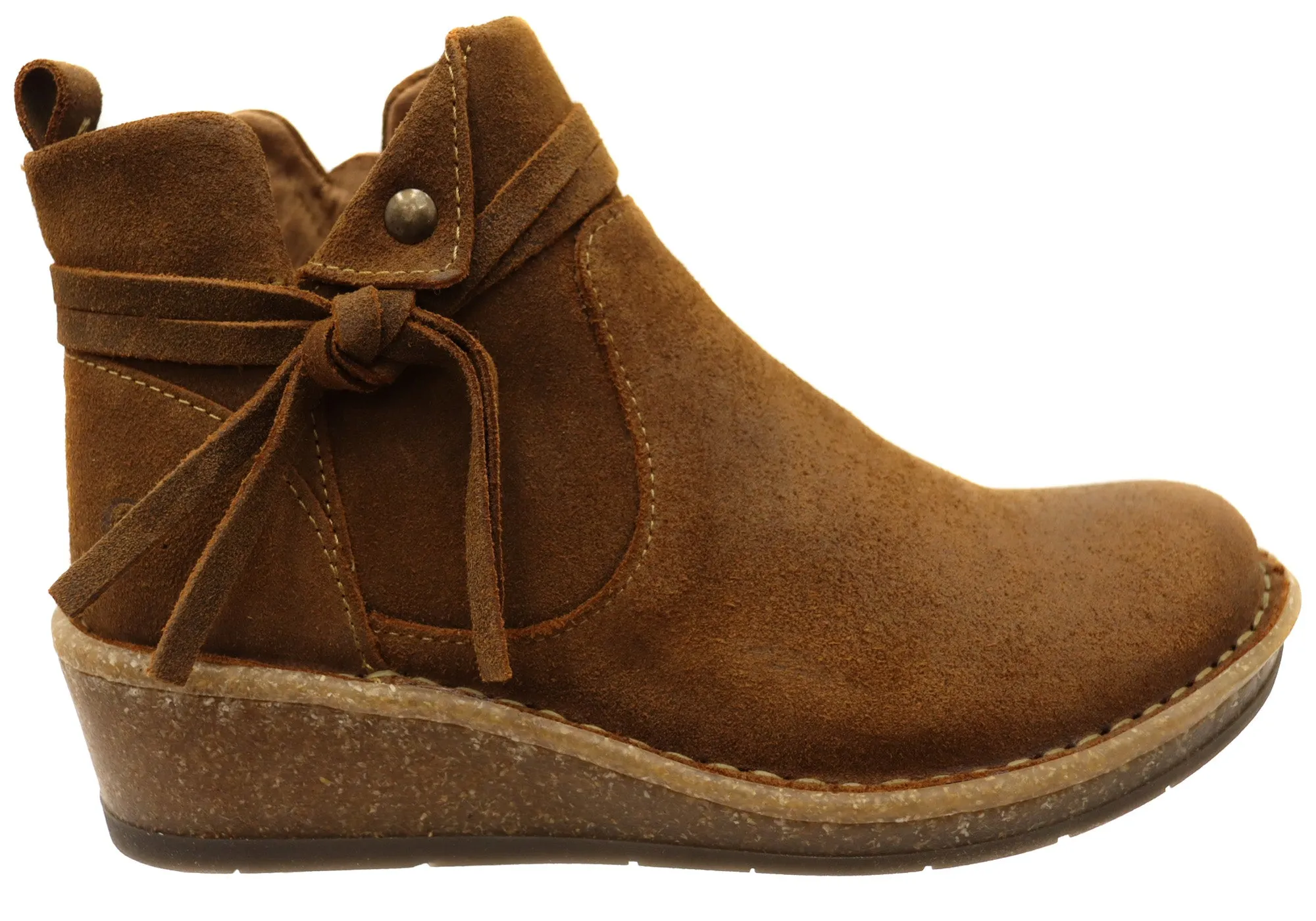 Soft Leather Born Vaughn Womens Comfortable Suede Leather Wedge Ankle Boots