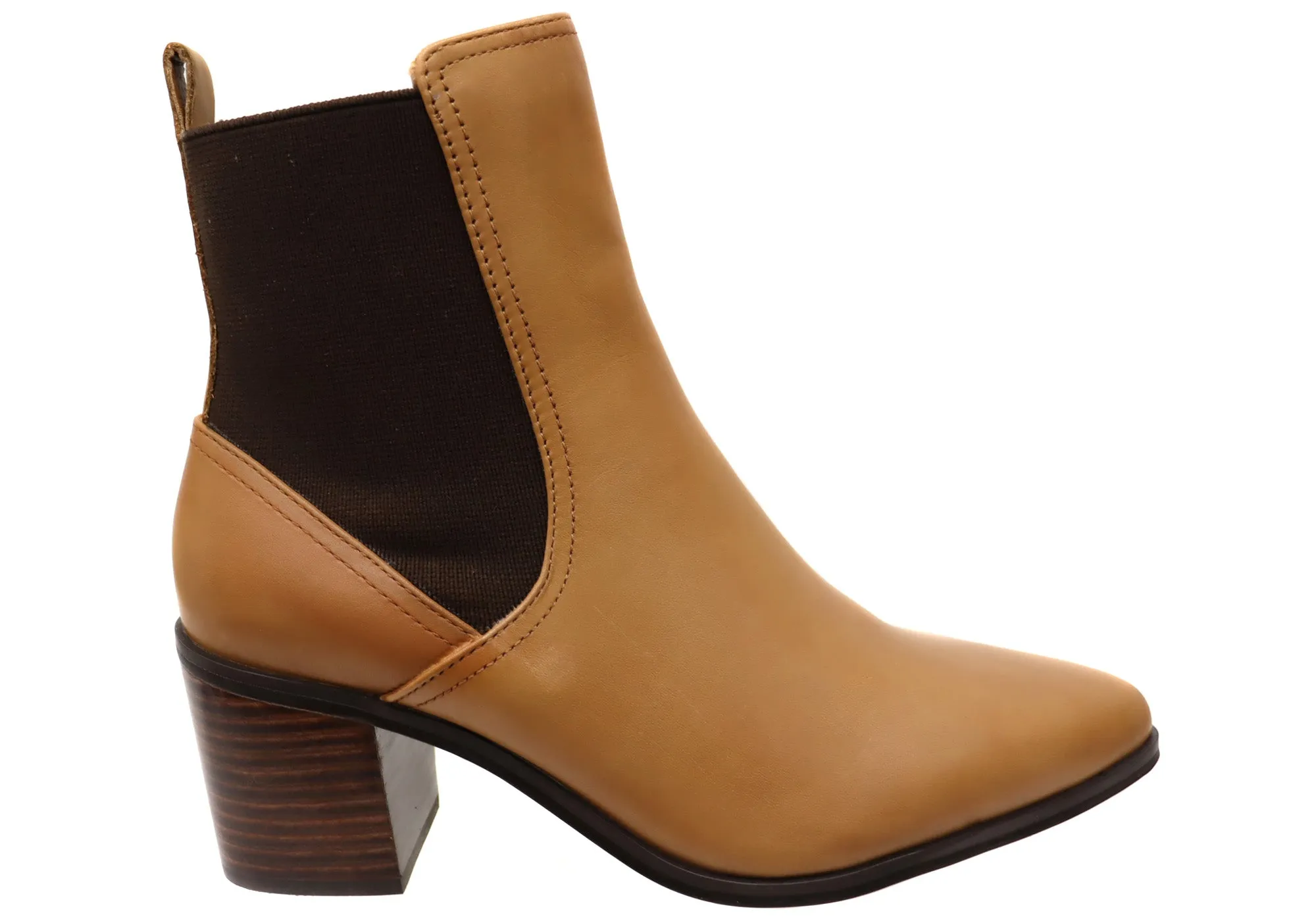 Neutral design Durable Stitching Hush Puppies Vala Womens Comfortable Leather Mid Heel Ankle Boots