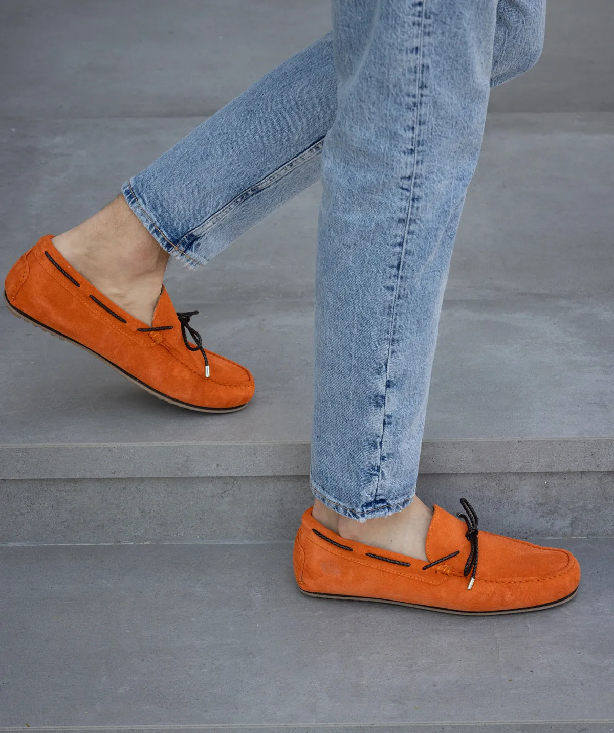 Mocassin CANCUN Daim Orange Leather Smooth slim fit