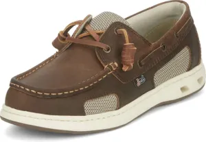 Justin Slip-On Mens Brown Angler Leather Boat Shoes Coffee Run