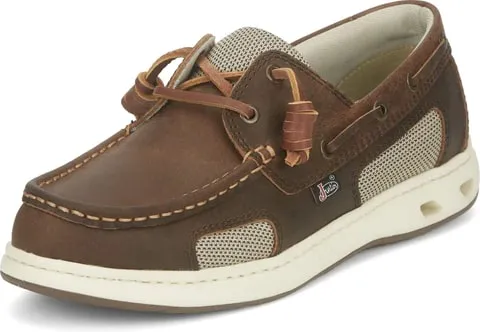 Justin Slip-On Mens Brown Angler Leather Boat Shoes Sand Jog Go Style