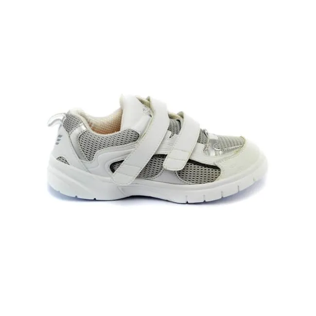Fashion-forward flair Mt. Emey 9701-3V  White/Silver -Men's Light Weight Athletic Walking Shoe with Straps