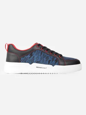Contoured Footbed Support Men's Navy Black Textured Sneakers IX6019