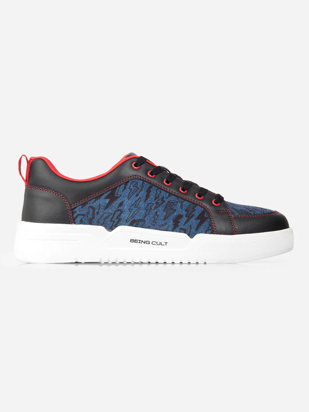 Contoured Footbed Support Men's Navy Black Textured Sneakers IX6019
