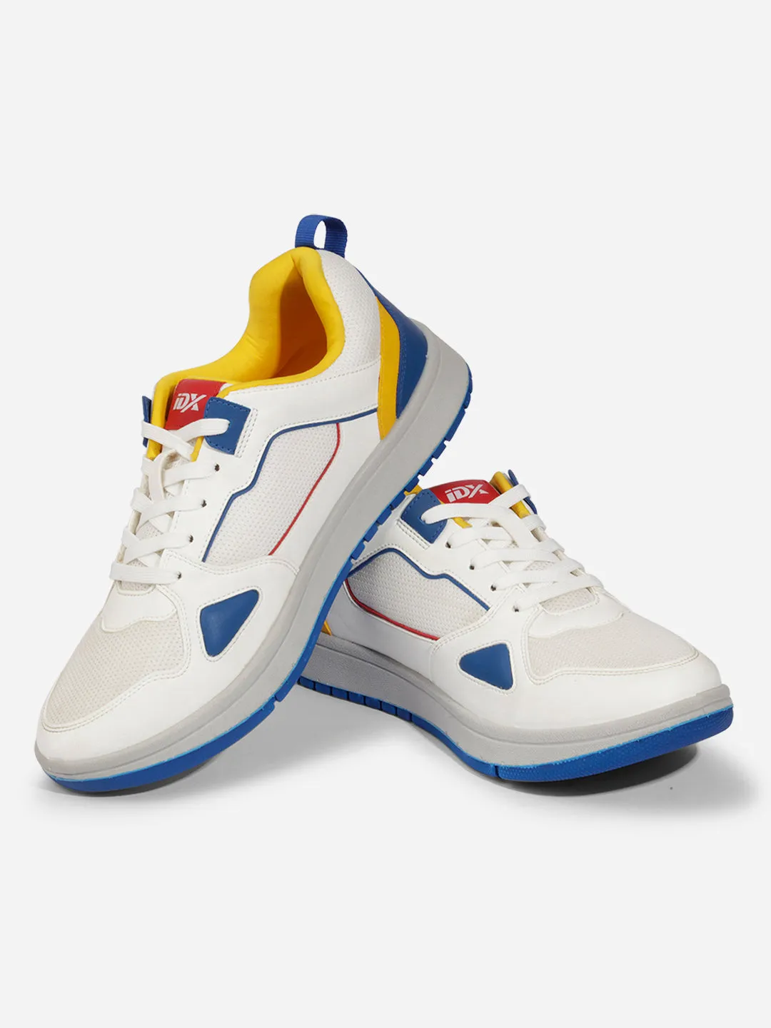 Men's White Blue Lace Up Sneakers (IX6011) Classy flair